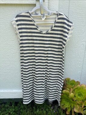 Free People Black & White Striped Knit Dress